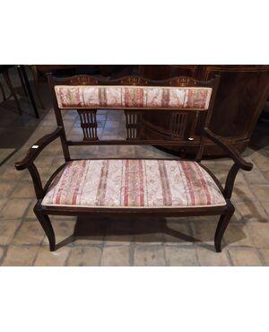 English sofa in mahogany with Edwardian period inlays