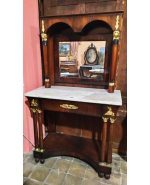 First Empire console in mahogany and gilt bronze applications - 1810 period