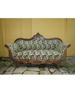 Louis Philippe Lombard walnut boat sofa     