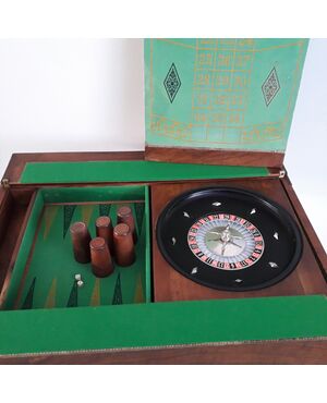 Raro Tavolino da gioco con roulette e backgammon