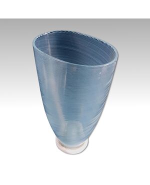 Dino Martens for Aureliano Toso, half filigree Murano glass vase     