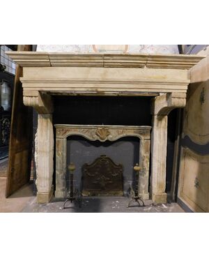 chp332 - stone fireplace, &#39;500 /&#39; 600 period, cm l 200 xh 184 x d. 77     