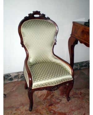 Louis Philippe walnut living room armchair