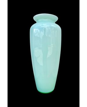 Vase in aquamarine-colored cased glass.Nason-Moretti manufacture .Murano.     