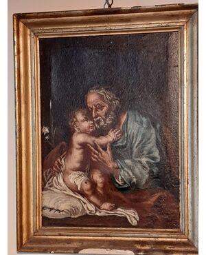 antico dipinto Giuseppe con bambino