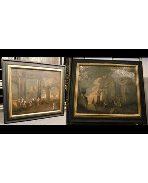 pan324 - pair of paintings, they measure cm l 164 xh 141 x d. 5     