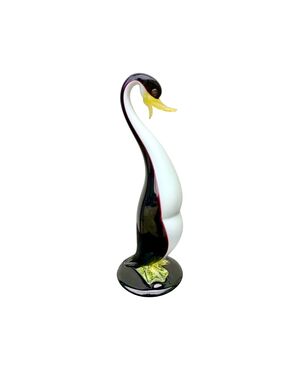 Black-milky submerged glass duck, Cenedese Manufacture, Murano.     