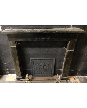 chm734 - fireplace in black Ormea marble, 19th century, cm l 118 xh 109     