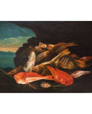 Neapolitan school of the seventeenth century, Still Life with fish     