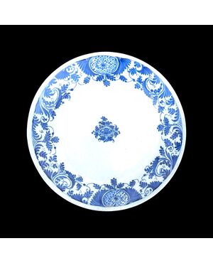Majolica plate with Rouen-style blue decoration.Lodi manufacture (Coppellotti or Rossetti).     