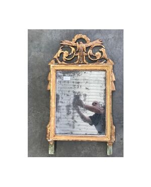 Elegante e preziosa specchiera Luigi XVI in legno scolpito - Restaurata (in corso d'opera)
