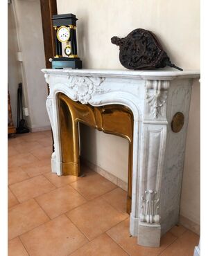 White marble fireplace with brass reducer from Lyon     