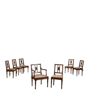 Group of Neoclassical Chairs and Armchair     