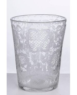 Importante antico vaso olandese in cristallo inciso - O/311