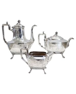 Servizio da thè e da caffè antico in metallo argentato marchio Reed & Barton, fine secolo XIX PREZZO TRATTABILE