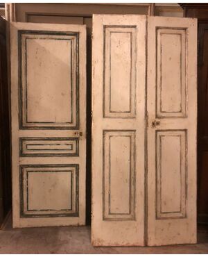 pts784 - pair of white and blue lacquered doors, 19th century, one single and one double     