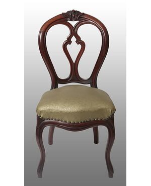 Group of six English chairs from the 1800s in mahogany with open back     