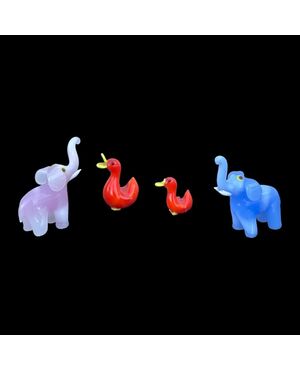 Series of four miniature glass animals.Seguso manufacture.Murano.     