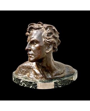 Scultura in bronzo,busto di Jean Mermoz ( famoso aviatore).Autore: Alexandre Ouline.Francia.