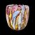 Vasetto serie’bizantino’in vetro pesante sommerso con bordo superiore lobato e inserti in avventurina,zanfirico e filigrana multicolori.Manifattura A.Ve.M.Murano.