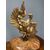 Antica scultura Aquila in legno dorata epoca 600 su base marmorizzata. Mis : Altezza cm 53 . base cm 36 x 25
