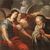 Antique painting of the 18th century, Abraham and the angels