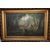 Olio su tela Nord Europa del 1800 raffigurante bosco corso d'acqua e cervi