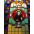 pan371 -  n. 3 Vetrate Liberty colorate e centinate con santi, mis. cm L 120 x H 248/257