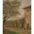 Antico quadro italiano di inizio 1900 olio su tela Paesaggio campestre