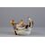 Veneto, 17th century, Tureen in the shape of a hen with a chick in polychrome majolica     