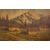 Ancient Italian oil painting on wood Mountain landscape     