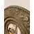 Antico Piatto miniatura Porcellana epoca XIX con cornice  in ottone  lavorazione a sbalzo . Mis : cm 30