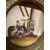 Antico Piatto miniatura Porcellana epoca XIX con cornice  in ottone  lavorazione a sbalzo . Mis : cm 30