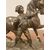 Antica scultura in antimonio epoca fine 800 raffigurante cavallo con personaggio . Mis 24 x 24 
