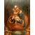 Dipinto del 1700 francese Olio su tavola "Madonna con bambino Gesù e cherubini" 