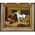 Antico quadro inglese del 1800 olio su tela "Bambino a cavallo"