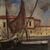 Dipinto italiano firmato veduta di porto con barche del XX secolo