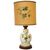 hand-painted artistic ceramic lamp with wooden base circa 1980     