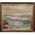 Olio su tela Nord Europa di fine 1800 raffigurante veduta marina