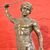 ANCIENT BRONZE SCULPTURES, WARRIOR AND LION, BARYE, FRENCH SCULPTOR. (STB39)     