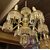  lamp153 lampadario liberty a 6 bracci con cristalli, mis. cm 55 x 60 h  