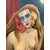 Dipinto olio su tela surrealista XX secolo Conchita Amata . “ Donna e maschere “ mis : 80 x 70 