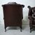 Pair of English chesterfield Queen Anne armchairs original new in antique brown leather     