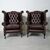Pair of new original English chesterfield armchairs in dark brown leather     