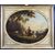 Antico dipinto francese del 1800 olio su tavola ovale con cornice laccata decapata pastore con dama e gregge