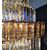 Lampadario tondo in metallo dorato e pendenti di cristallo - Ø cm 70x200 h