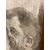 Antico disegno mezzo busto epoca XIX a matita con vetro e cornice coeva. Mis 57 x 42 