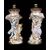 Coppia lampade elettrificate del 1800 Vecchia Parigi in porcellana