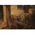 Acquerello del 1800 francese "Paesaggio campestre con personaggi" Ora del pranzo