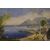 Coppia di paesaggi gouaches francesi del 1800 con bellissime cornici coeva